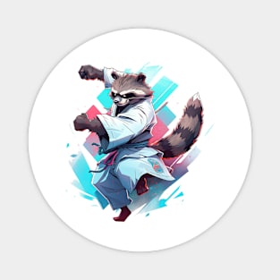 karate raccoon Magnet